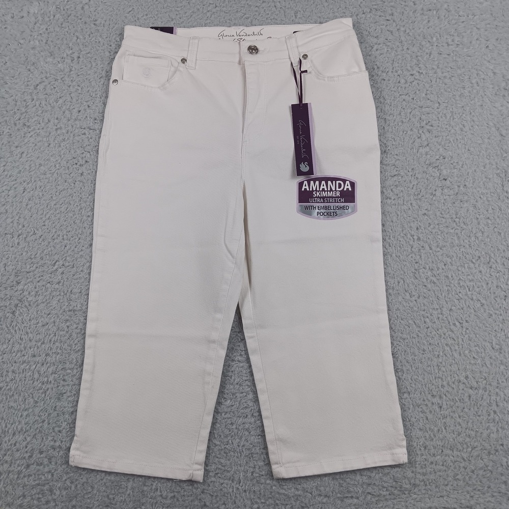 Gloria Vanderbilt Skimmer Amanda Women 6P White Slimming Stretch KAF43566-PSW